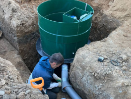 Монтаж септика под ключ в Московской области, наполнение станции водой